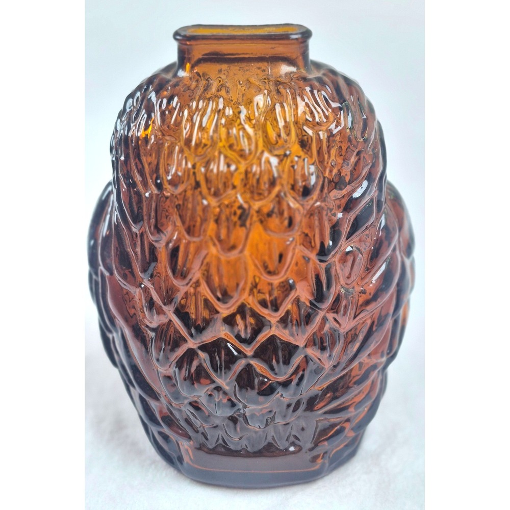 Vintage Wise Old Owl Amber Glass Bank Made in Canada Collectible Figurine - Picture 5 of 11